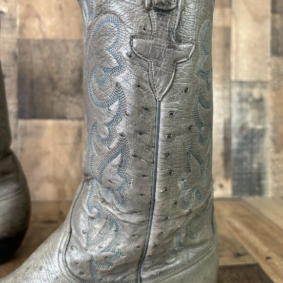 Lucchese Classics L612624 Gray Full Ostrich Western Cowboy Boots Mens 11 B - Picture 11 of 12